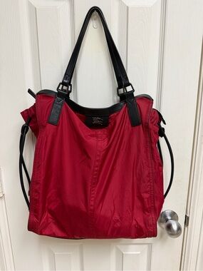 Burberry Red Tote with Black Handles